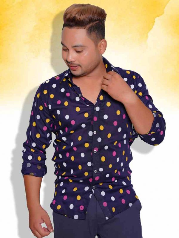 Men's Formal Shirt with Multi-Colour Circle Pattern (Monty Vlogs Special Shirt)