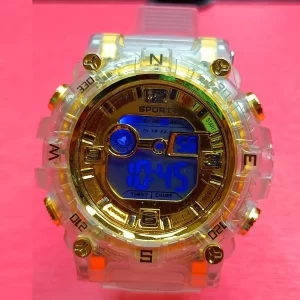 Stylish Digital Wrist Watch with Blue LED and Golden Combination – Monty Vlogs Special Edition