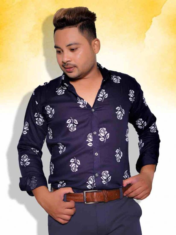 Men’s Formal Shirt with Classic Rose Pattern (Monty Vlogs Special Shirt)